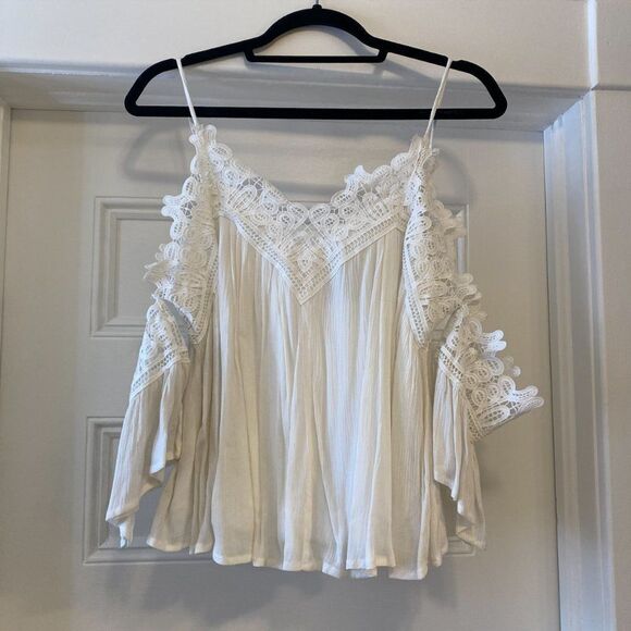 Lulu's White Lace Eyelet Boho Top - Size Small - Picture 7 of 11